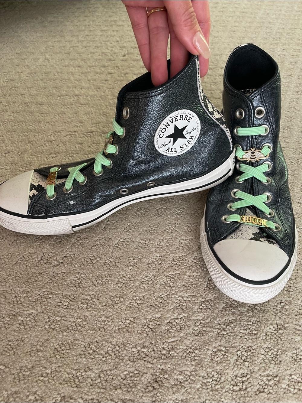 Converse Chuck Taylor ‘Authentic Glam’ Leather / snake 🐍 print High Tops
